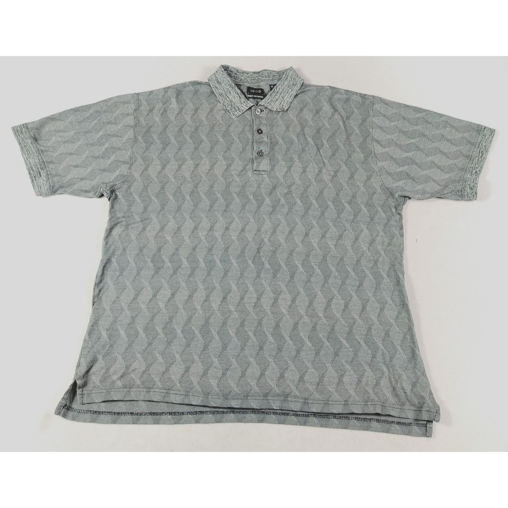 IZOD Polo Shirt Mens XL Multicolored Geometric Double Mercerized Cotton Knit
